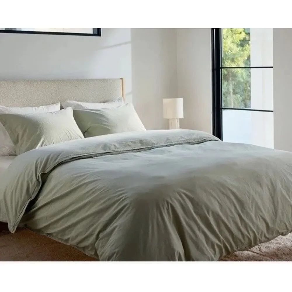 $220 PARACHUTE 100% Percale Cotton Duvet Cover Full/ QUEEN Sage Green NEW